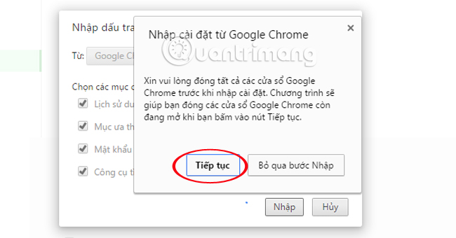 Cách chuyển bookmarks từ Chrome sang Cốc Cốc