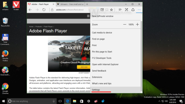 tìm tùy chọn Settings tìm tùy chọn Settings