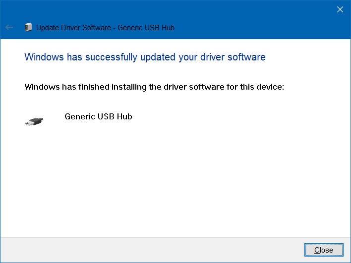 thông báo “Windows has successfully updated your driver software”