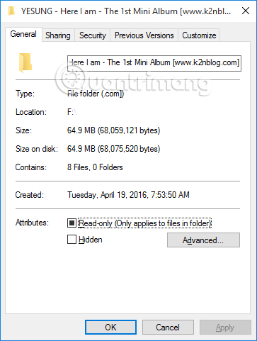 Xem thuộc tính của thư mục, tập tin 7 thủ thuật điều khiển nhanh Windows 10