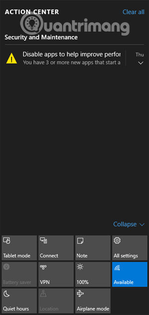 Mở Action Center 7 thủ thuật điều khiển nhanh Windows 10