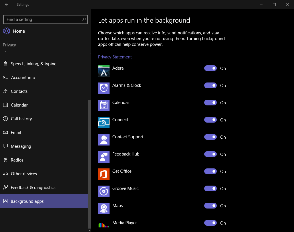 Các ứng dụng chạy trên nền background Các ứng dụng chạy trên nền background