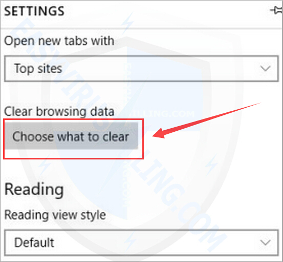 chọn Choose what to clear
