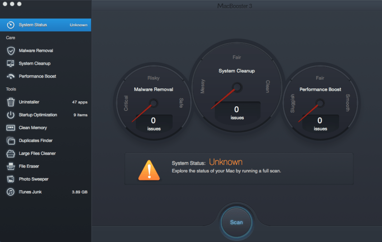 chọn Scan để bắt đầu quét