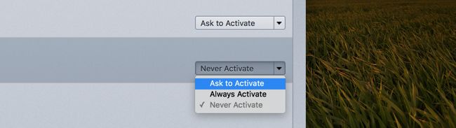 thay đổi giá trị trong menu dropdown thành Ask to Active