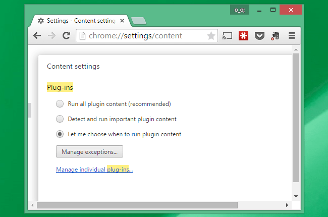 chọn Let me choose when to run plugin content
