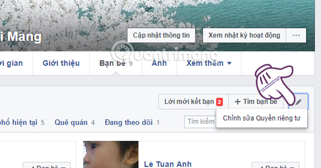 ẩn bạn bè với mọi người trên Facebook