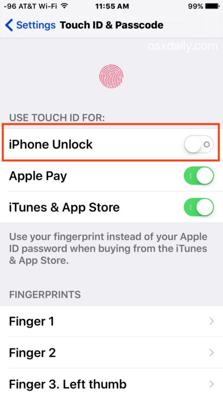 Làm thế nào để vô hiệu hóa Touch ID trên iPhone, iPad?