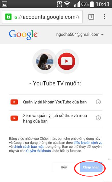 đăng nhập tài khoản YouTube trên Smart tivi