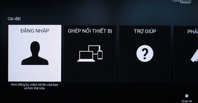 đăng nhập tài khoản YouTube trên Smart tivi