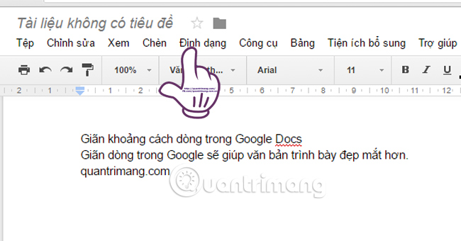 Cách giãn khoảng cách dòng trong Google Docs