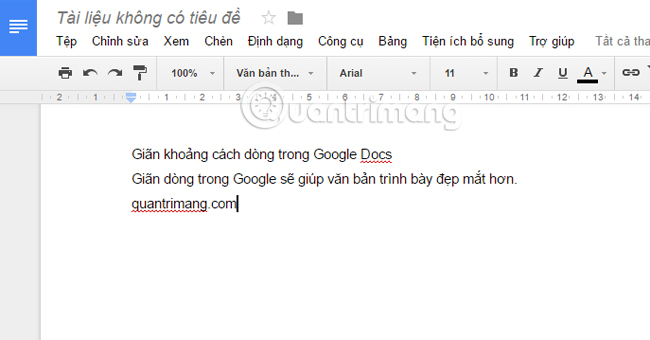 Cách giãn khoảng cách dòng trong Google Docs