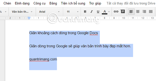 Cách giãn khoảng cách dòng trong Google Docs