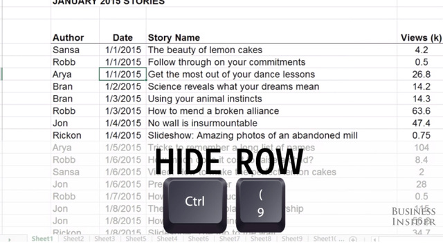 Excel keyboard shortcuts 