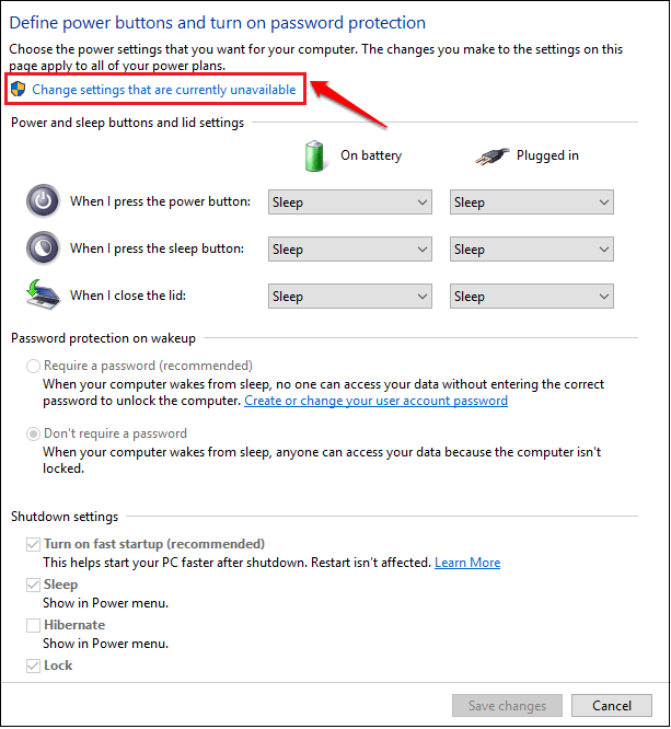 mua link Change settings that are currently unavailable 