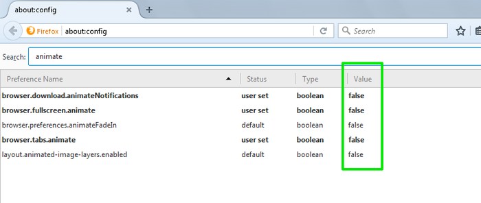 Vô hiệu hóa Firefox Animations