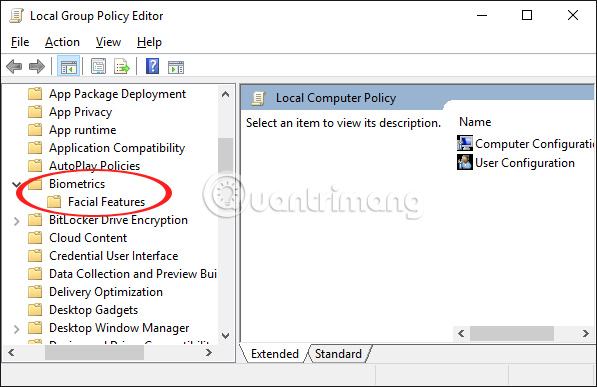 Local Group Policy Editor  Kích hoạt tính năng Enhanced Anti-Spoofing
