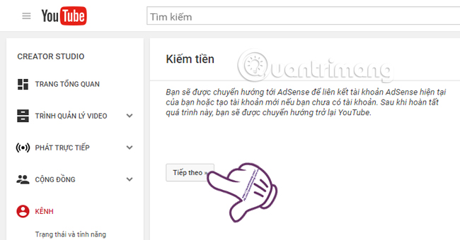 liên kết Google Adsense kiếm tiền từ YouTube