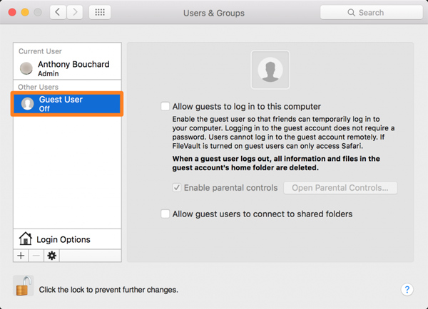 Hướng dẫn cách tạo tài khoản Guest trên Mac