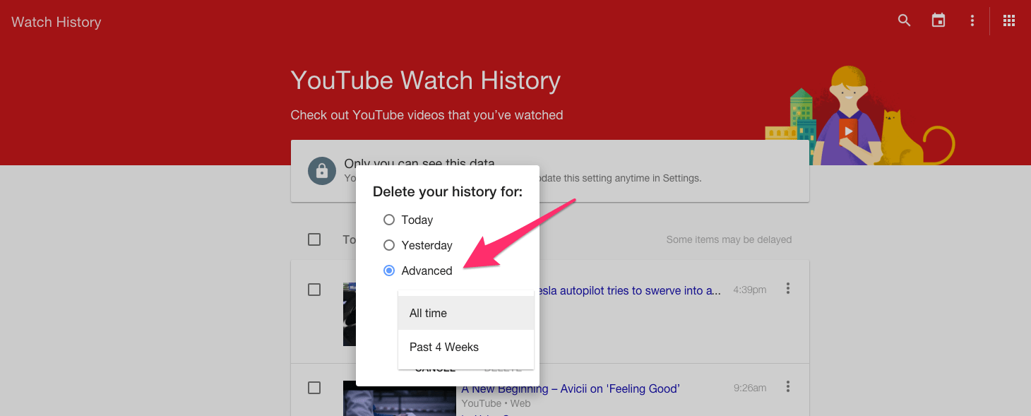 Xem lại các hoạt động trên YouTube