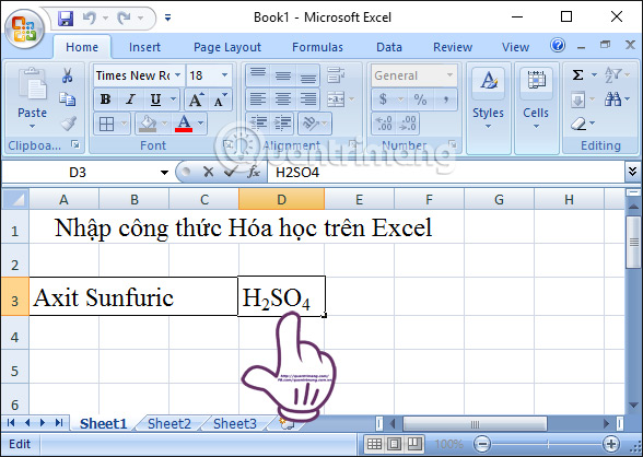 Hướng dẫn nhập công thức Hóa học trong Excel