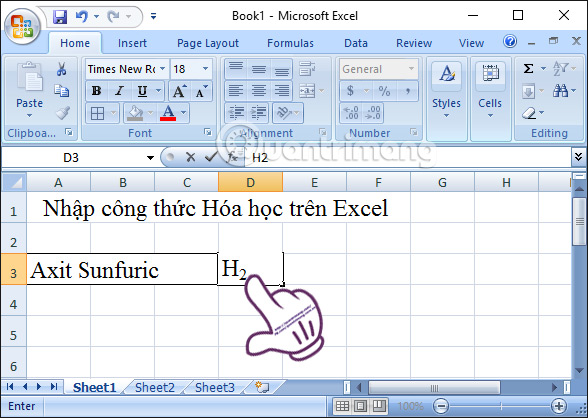 Hướng dẫn nhập công thức Hóa học trong Excel