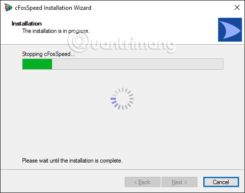 Chờ quá trình cài đặt chương trình cFosSpeed
