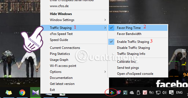 Giảm ping khi chơi game  cFosSpeed