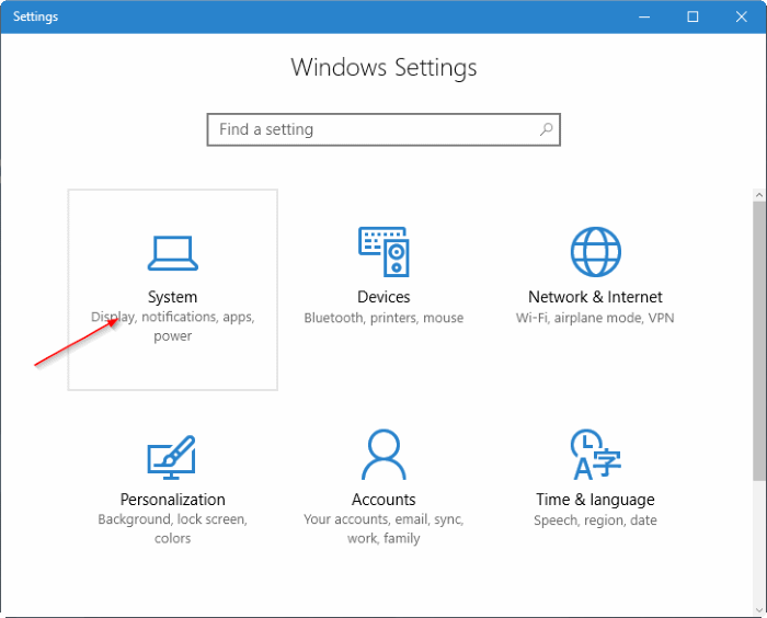 click chọn biểu tượng System click chọn biểu tượng System