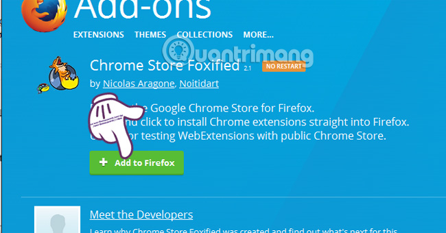 Cài đặt tiện ích Chrome Store Foxified Chrome Store Foxified