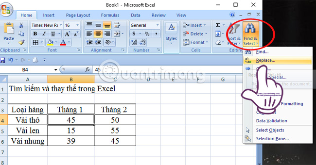 Hướng dẫn tìm kiếm và thay thế trong bảng Excel