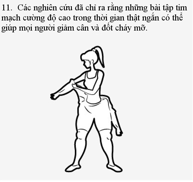 Những bài tập tim mạch cường độ cao trong thời gian thật ngắn sẽ giúp mọi người giảm cân và đốt cháy mỡ.  Những bài tập tim mạch cường độ cao trong thời gian thật ngắn sẽ giúp mọi người giảm cân và đốt cháy mỡ.