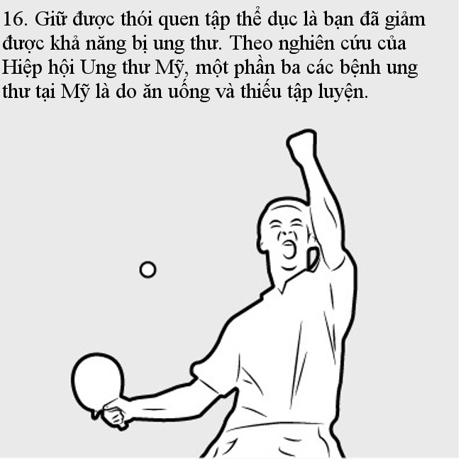 Luôn luôn giữ được một thói quen tập tành là bạn đã giảm được khả năng ung thư  Luôn luôn giữ được một thói quen tập tành là bạn đã giảm được khả năng ung thư