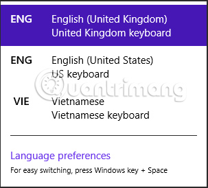 chuyển đổi ngôn ngữ bàn phím Windows 8