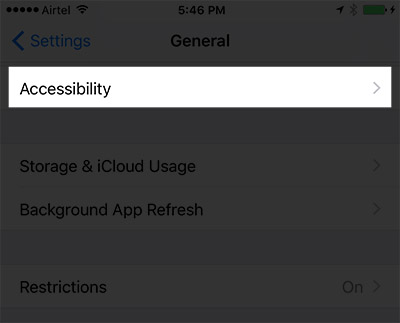 nhấn chọn Accessibility nhấn chọn Accessibility