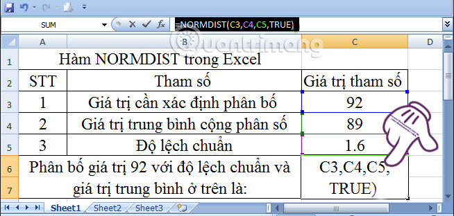 NORMDIST function in Excel 