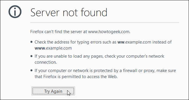 lỗi Server not found