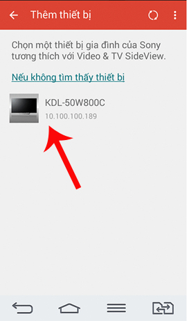 Chọn tivi Sony muốn kết nối  Sony Video & TV SideView