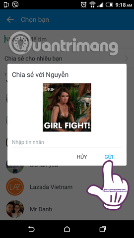 chia sẻ và gửi ảnh GIF qua Zalo