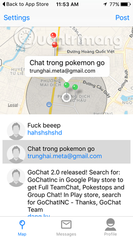 Cách sử dụng ứng dụng GoChat trong Pokémon GO