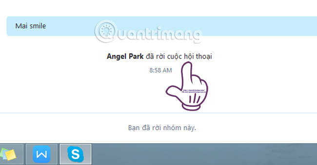 Rời khỏi cuộc thoại  Phím tắt Skype