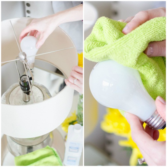 Dùng rượu để lau bóng đèn Dùng rượu để lau bóng đèn