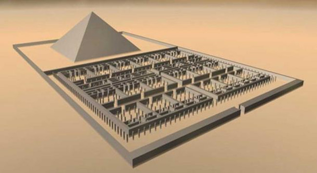Hình ảnh 3D mê cung Ai Cập nằm ngầm cạnh kim tự tháp.