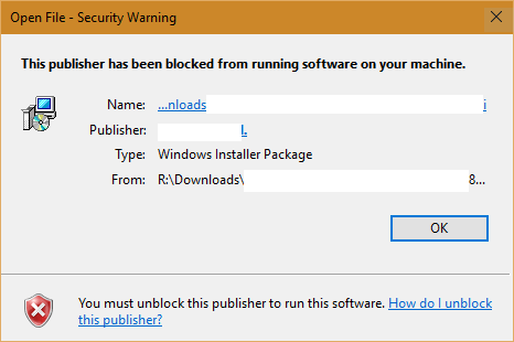 Sửa lỗi “This Publisher has been Blocked from Running Software on your Machine” trên Windows 10
