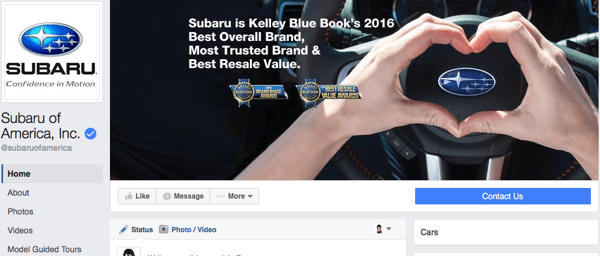 Facebook của Subaru