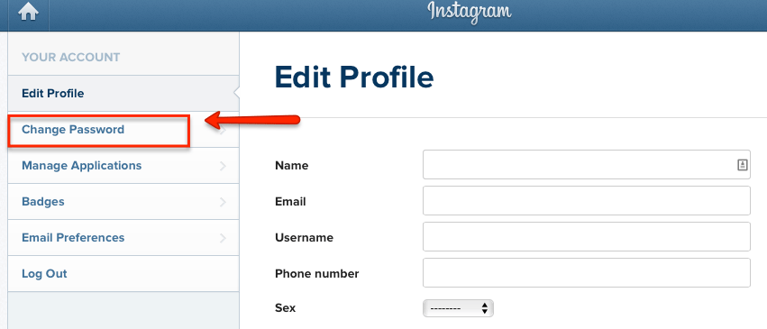 Thay đổi mật khẩu Instagram 1