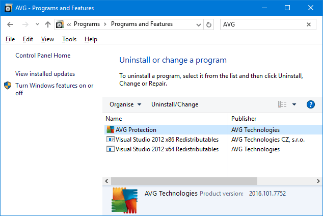 Gỡ bỏ cài đặt các chương trình diệt virus