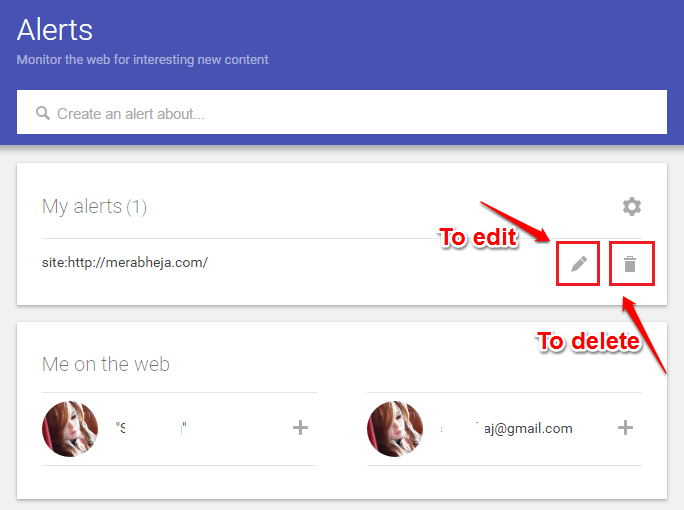  Click chọn biểu tượng Edit để chỉnh sửa Alert