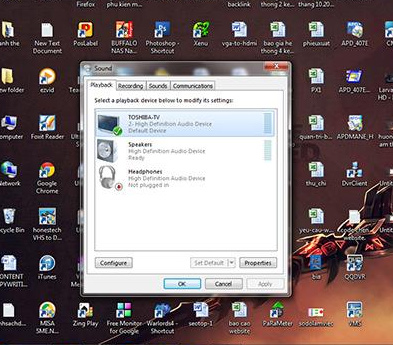 Chọn âm thanh phát ra là tivi Lỗi kết nối HDMI