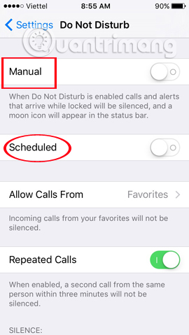 Thiết lập lại chế độ Không làm phiền  lỗi iPhone không đổ chuông